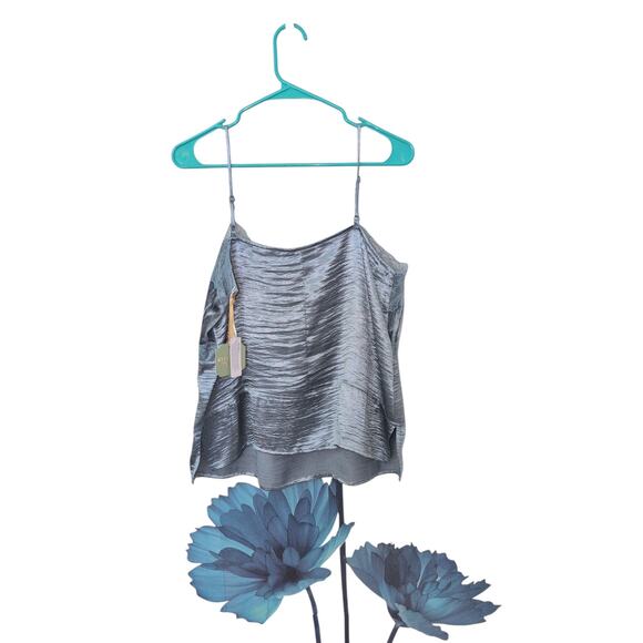 Ryegrass Blue Satin Slip Top Adjustable Straps Size Large - Picture 2 of 2